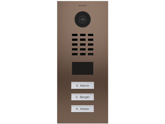 Picture of Video Porteiro IP/SIP em aço inoxidável bronze · 3 botões